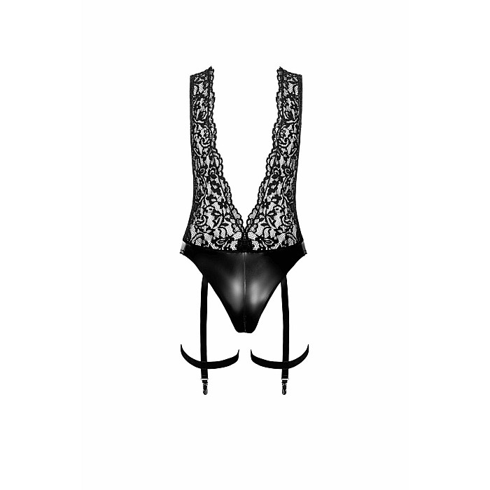 Боди Noir Handmade F297 Libido, M, черное, кружево, низ под латекс, открытый доступ, гартеры