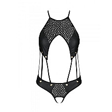 Боди из эко-кожи с ремешками и перфорацией Tamaris Body black S/M — Passion