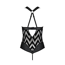 Сетчатый боди с халтером и ритмичным рисунком Passion Hima Body S/M, black