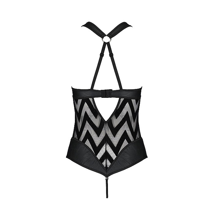 Сетчатый боди с халтером и ритмичным рисунком Passion Hima Body S/M, black