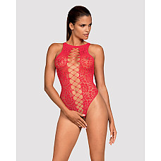 Ажурный бодистокинг с эффектом шнуровки Obsessive B120 teddy red S/M/L, красный