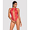 Ажурний бодістокінг із ефектом шнурівки Obsessive B120 teddy red S/M/L, червоний
