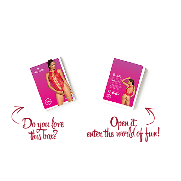 Ажурний бодістокінг із ефектом шнурівки Obsessive B120 teddy red S/M/L, червоний