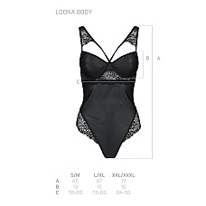 Боди из эко-кожи и кружева Passion LOONA BODY XXL/XXXL, black