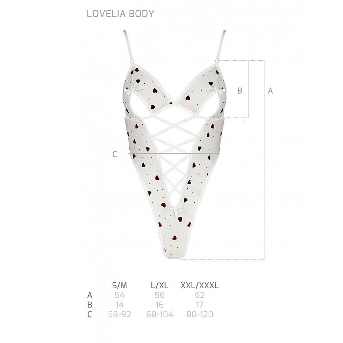 Эротическое боди с рисунком Passion LOVELIA BODY S/M, white