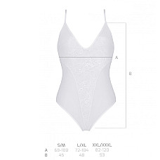 Боди с ажурным декором и открытым шагом Passion URSULA BODY XXL/XXXL, white