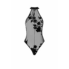 Боди Noir Handmade F314 Ego, S, black, сетка, халтер, высокие вырезы, молния по всей длине