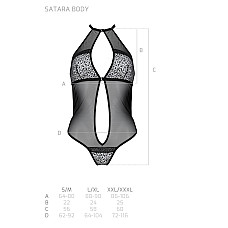 Сетчатое боди с кружевом на груди Passion SATARA BODY S/M red
