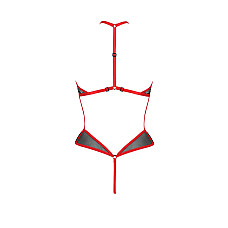 Сетчатое боди с кружевом на груди Passion SATARA BODY S/M red