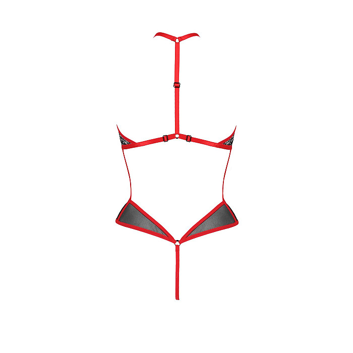 Сітчасте боді з мереживом на грудях Passion SATARA BODY S/M red