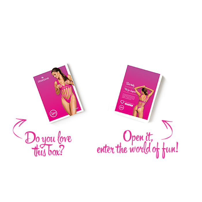 Сетчатый бодистокинг с продольными вырезами Obsessive B121 teddy S/M/L, розовый