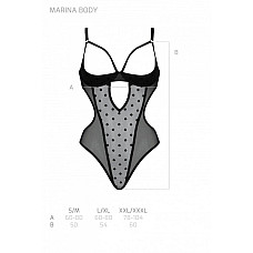 Эротическое боди Passion MARINA BODY, S/M, black, с открытыми чашками