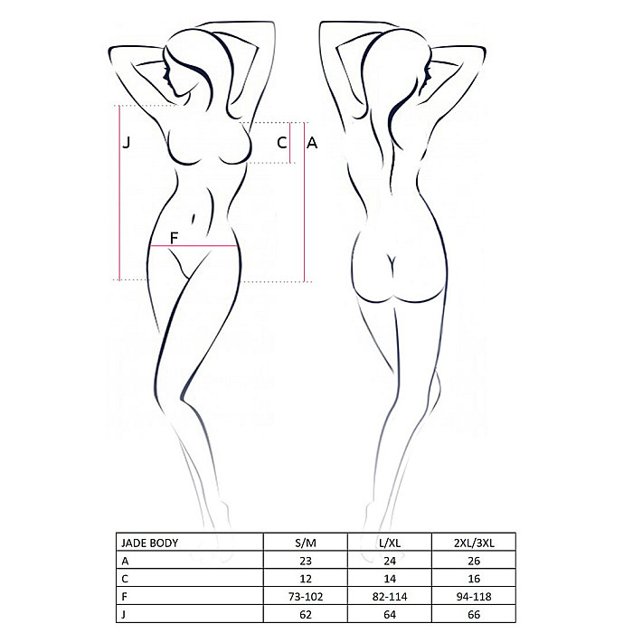Відвертий боді з елементами стреп JADE BODY black S/M - Passion Exclusive
