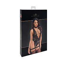 Боди Noir Handmade F297 Libido, XL, черное, кружево, низ под латекс, открытый доступ, гартеры