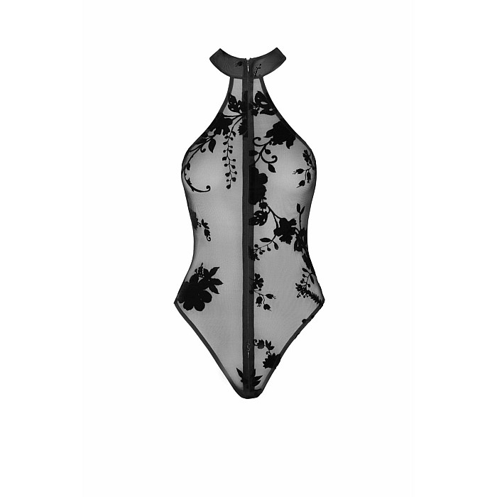 Боди Noir Handmade F314 Ego, M, black, сетка, халтер, высокие вырезы, молния по всей длине