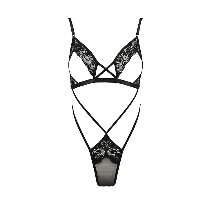 Боді монокіні з відкритими грудьми Passion DIABOLINA BODY S/M, black