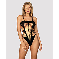 Бодістокінг із поперечними вирізами Obsessive B122 teddy S/M/L, чорний