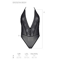 Боди Passion DROSERA BODY black, S/M, высокие вырезы, верх на завязках