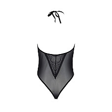 Боди Passion DROSERA BODY black, S/M, высокие вырезы, верх на завязках