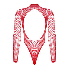 Сетчатый бодистокинг с длинным рукавом Obsessive B126 teddy red S/M/L, красный