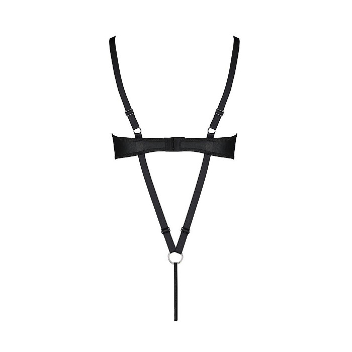 Боди из экокожи Passion CELIN BODY L/XL, black, с доступом, открытый