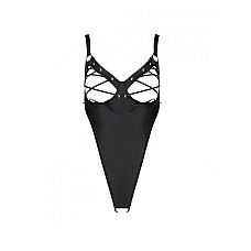 Боди из экокожи Passion CELIN BODY L/XL, black, с доступом, открытый