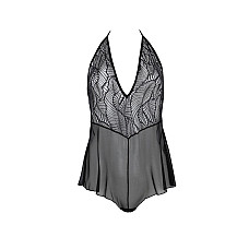 Боди Passion LEAFA BODY black, XXL/XXXL на завязках, мягкая чашка, низ в виде шортиков