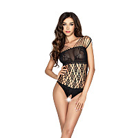 Бодистокинг Passion BS035 black, боди, имитация топа и трусиков