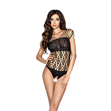 Бодистокинг Passion BS035 black, боди, имитация топа и трусиков