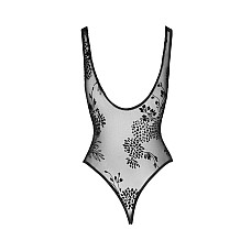 Боди Noir Handmade F242 Tulle body with patterned flock embroidery, XL