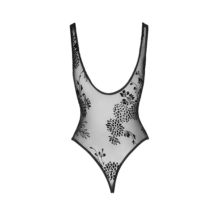 Боди Noir Handmade F242 Tulle body with patterned flock embroidery, XL