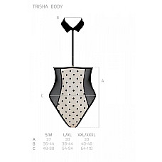 Эротическое боди Passion TRISHA BODY, XXL/XXXL, beige, с открытыми чашками