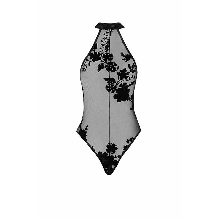Боді Noir Handmade F314 Ego flocked mesh halter bodysuit - XXL