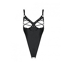 Боди из экокожи Passion CELIN BODY S/M, black, с доступом, открытый