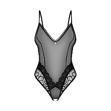 Тедди с доступом Obsessive Blomentis crotchless teddy, XL/2XL, прозрачное, открытая спина, низ-стринги