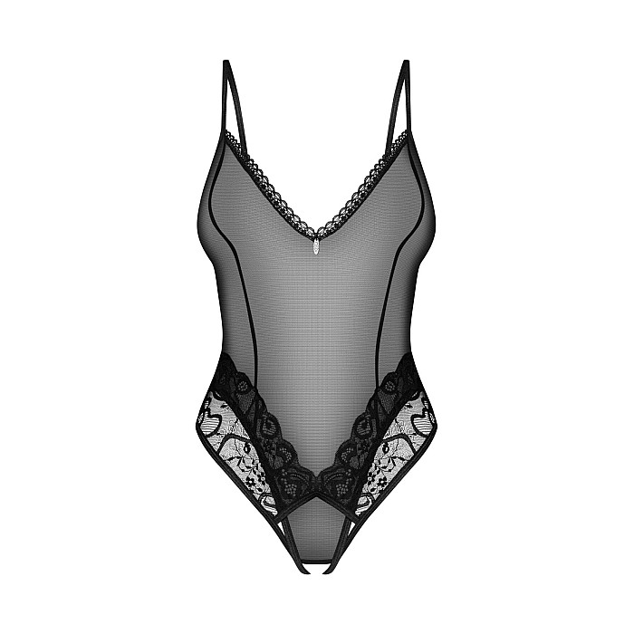 Тедди с доступом Obsessive Blomentis crotchless teddy, XL/2XL, прозрачное, открытая спина, низ-стринги