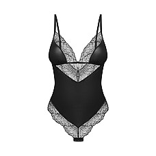 Тедди Obsessive Lobellis teddy, XS/S, черное, лиф с мягкой чашкой, открытая спина, низ-стринги
