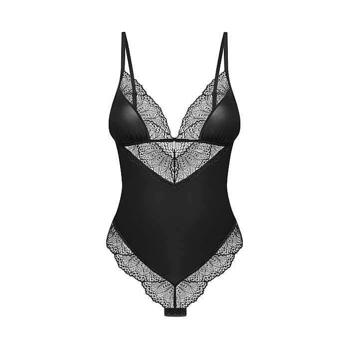 Тедди Obsessive Lobellis teddy, XS/S, черное, лиф с мягкой чашкой, открытая спина, низ-стринги