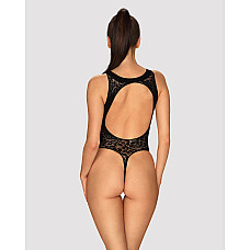 Ажурный бодистокинг с эффектом шнуровки Obsessive B129 teddy black S/M/L, черный, с доступом