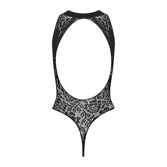 Ажурний бодістокінг із ефектом шнурівки Obsessive B129 teddy black S/M/L, чорний, з доступом
