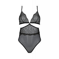 Боди Passion AMBERLY BODY 6XL/7XL black, ассиметричный крой, кружевной лиф, золотая нить