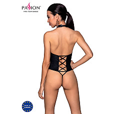 Боди из эко-кожи с имитацией шнуровки и открытым доступом Passion NANCY BODY XXL/XXXL, black