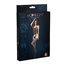 Бодистокинг с доступом Moonlight Model 08 XS-L Black, имитация корсета и чулок на подвязках