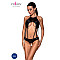 Боді з відкритим доступом Passion TASMINA BODY L/XL black, екошкіра, шнурівки, ажурні мережива