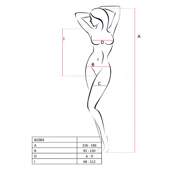 Бодістокінг Passion BS064 One Size, Black, боді, закрите плече, відкритий доступ