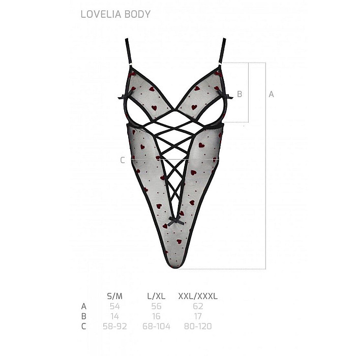 Еротичний боді з малюнком Passion LOVELIA BODY L/XL, black