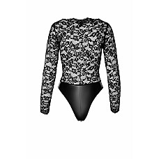 Боди Noir Handmade F296 Psyche, XXL, кружево, длинный рукав, низ под латекс, с доступом