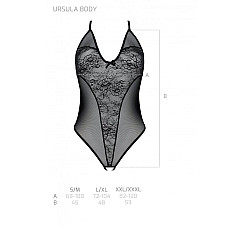 Боди с ажурным декором и открытым шагом Passion URSULA BODY S/M, black