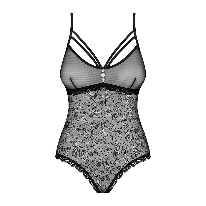 Кружевное боди с доступом Obsessive 818-TED-1 teddy XS/S, черное