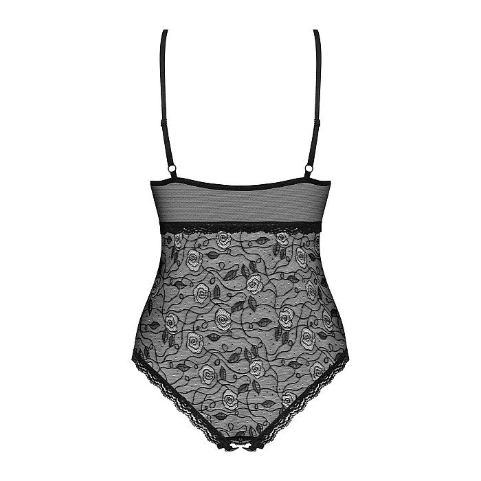 Кружевное боди с доступом Obsessive 818-TED-1 teddy XS/S, черное